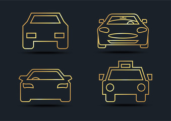 Car front sets,transportation,Gold color,vector illustrations