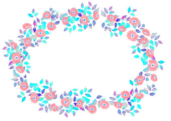 ピンクの花飾りのリース 