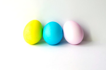 Colored Easter eggs on a white background