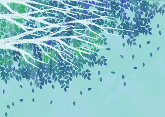 風に揺れる木々の背景