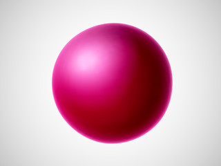 3D red ball isolated on white background. Bright design element in shape of sphere. Vector illustration of orb geometric object.