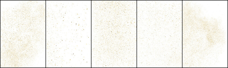 Set of Gold Glitter Texture Isolated on White Background. Golden stardust. Amber Particles Color. Sparkles Rain. Vector Illustration, Eps 10.