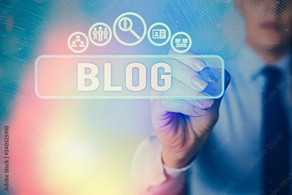 Poster Writing note showing Blog. Business concept for regularly updated website web page run by individual
