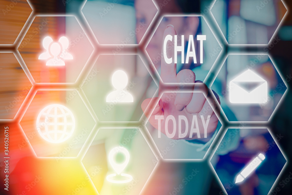 Aufkleber Text sign showing Chat. Business photo text take part in a discussion that involves sending messages over internet