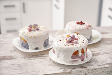 Easter Cakes - Traditional Kulich, Paska Easter Bread. Traditional Easter spring