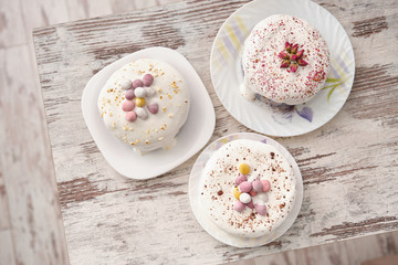 Easter Cakes - Traditional Kulich, Paska Easter Bread. Traditional Easter spring