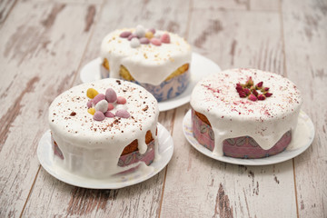 Easter Cakes - Traditional Kulich, Paska Easter Bread. Traditional Easter spring