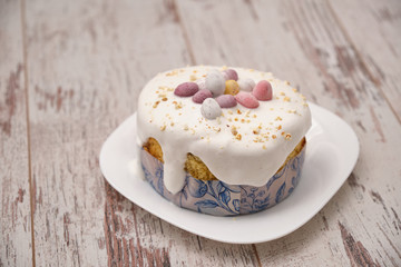 Easter Cakes - Traditional Kulich, Paska Easter Bread. Traditional Easter spring