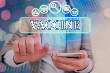 Word writing text Vaccine. Business photo showcasing preparation of killed microorganisms or living...