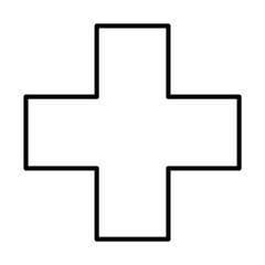 Hospital cross symbol, Medical health icon isolated on white background. Emergency design
