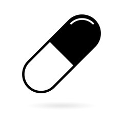 Medicine pill flat capsule icon. Vector sign isolated on white background. Pharmacy illustration