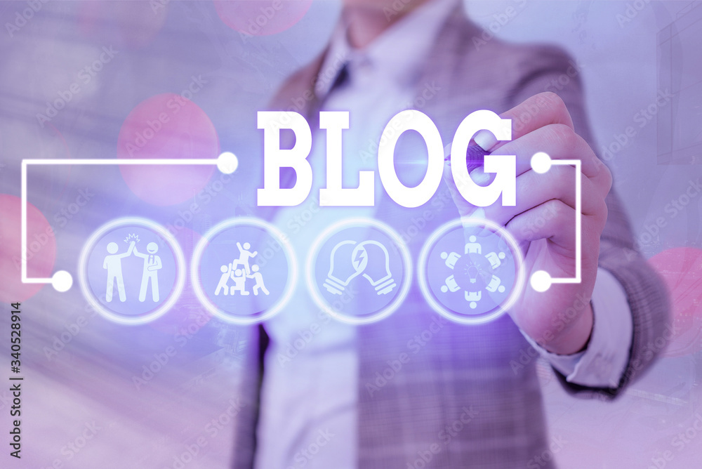 Poster Writing note showing Blog. Business concept for regularly updated website web page run by individual