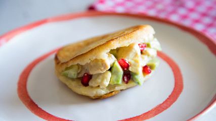 Chicken avocado arepas from Venezuela