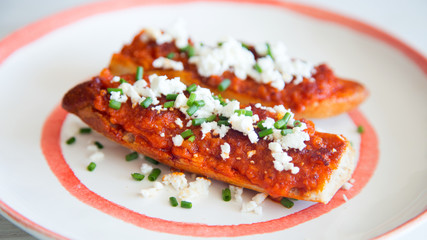 Spanish tapa sobrasada chorizo with goat cheese