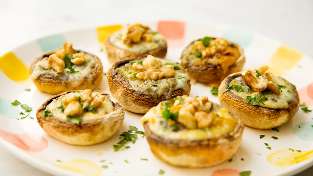 Stuffed Mushrooms With Blue Cheese And Walnuts