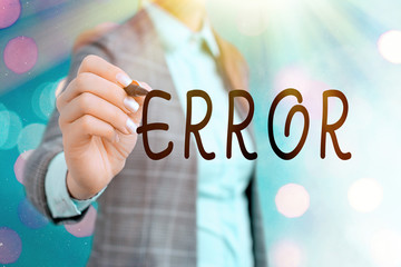 Word writing text Error. Business photo showcasing mistake Condition of being wrong in conduct...