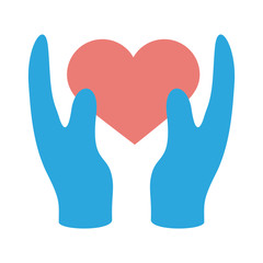hands human lifting heart solidarity flat style
