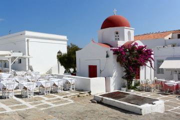 A little church on Mykonos island in Greece