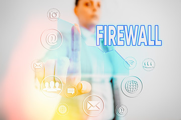 Word writing text Firewall. Business photo showcasing protect network or system from unauthorized...