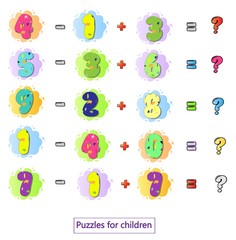 kids learning game ,Workbook on mathematics for preschool education. puzzles for children. learn to count. Vector