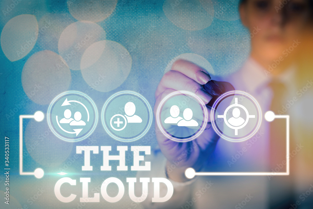 Poster writing note showing the cloud. business concept for programs used in storing accessing data over th