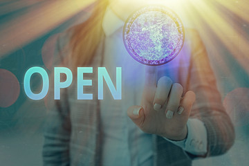 Writing note showing Open. Business concept for New Beginning Business venture Passage Allowing...
