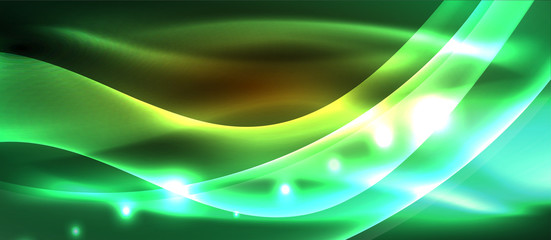 Abstract background. Shiny design neon waves with light effects, techno trendy design. Vector Illustration For Wallpaper, Banner, Background, Card, Book Illustration, landing page