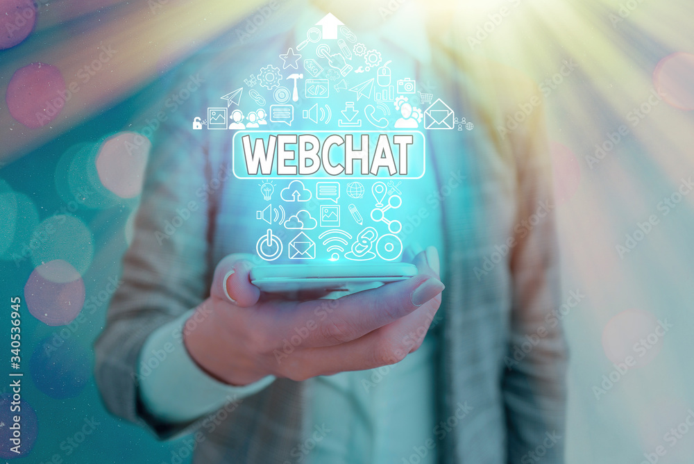 Poster text sign showing webchat. business photo showcasing system that allows users to communicate in real