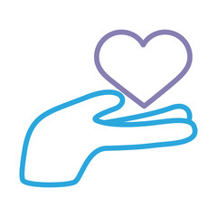 hand lifting heart solidarity line style