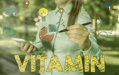Handwriting text writing Vitamin. Conceptual photo group of organic compounds which are essential...