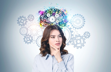 Young European woman, brainstorming concept