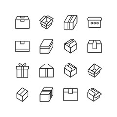 Set of box package line icon design, delivery vector illustration.