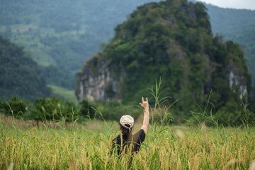 Traveling to see the sea of mist and sunrise in the morning at the view of Phu Lanka, Phayao Province, Thailand