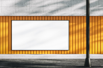 Horizontal mock up poster on orange building wall - obrazy, fototapety, plakaty