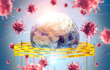 Earth on coronavirus covid 19 quarantine