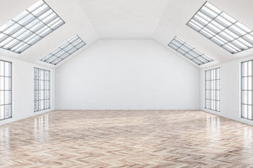 Obraz premium Empty white attic room interior