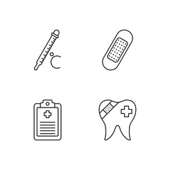 Set of medicine line icon design vector. Hospital equipment sign symbol. Editable stroke.