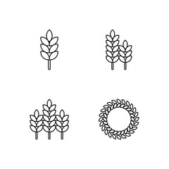 Set of wheat line icon design vector. Cereal , ears, grain illustration. Editable black stroke.