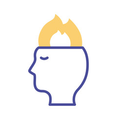 profile with flame mental health line style icon