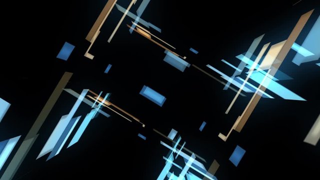 Animation of abstract futuristic glow of blue white tunnel random motion background, big data technology concept. 3D animation.