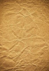 Blank crumpled brown paper textured background