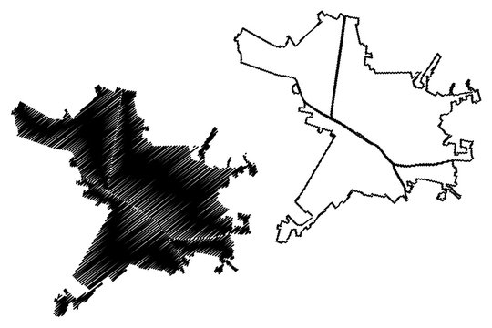 Ferrara City (Italian Republic, Italy, Emilia-Romagna) map vector illustration, scribble sketch City of Ferrara amap
