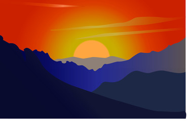 Obraz na płótnie Canvas Landscape. Sunset in mountains.