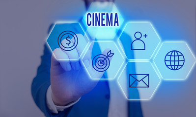 Handwriting text writing Cinema. Conceptual photo theater where movies are shown for public...