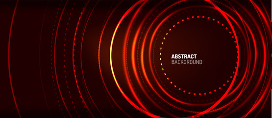 Neon circle technology background. Vector Illustration For Wallpaper, Banner, Background, Card, Book Illustration, landing page