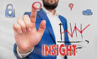 Text sign showing Insight. Business photo showcasing Capacity Gain accurate deep understanding of...