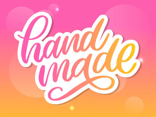 Hand made. Vector icon. Sign. Hand lettering. Slogan