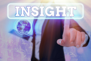 Writing note showing Insight. Business concept for Capacity Gain accurate deep understanding of...