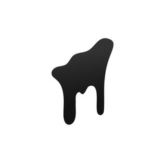 Drip paint. Ink stain. Drop melt liquid isolated on white background. Splash of chocolate, oil, blood. Black graffiti. Splatter syrup, candy sauce, caramel. Color easy to edit. Vector illustration