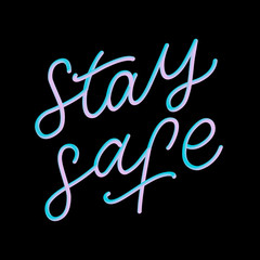 Slogan stay home safe quarantine pandemic letter text words calligraphy vector illustration
